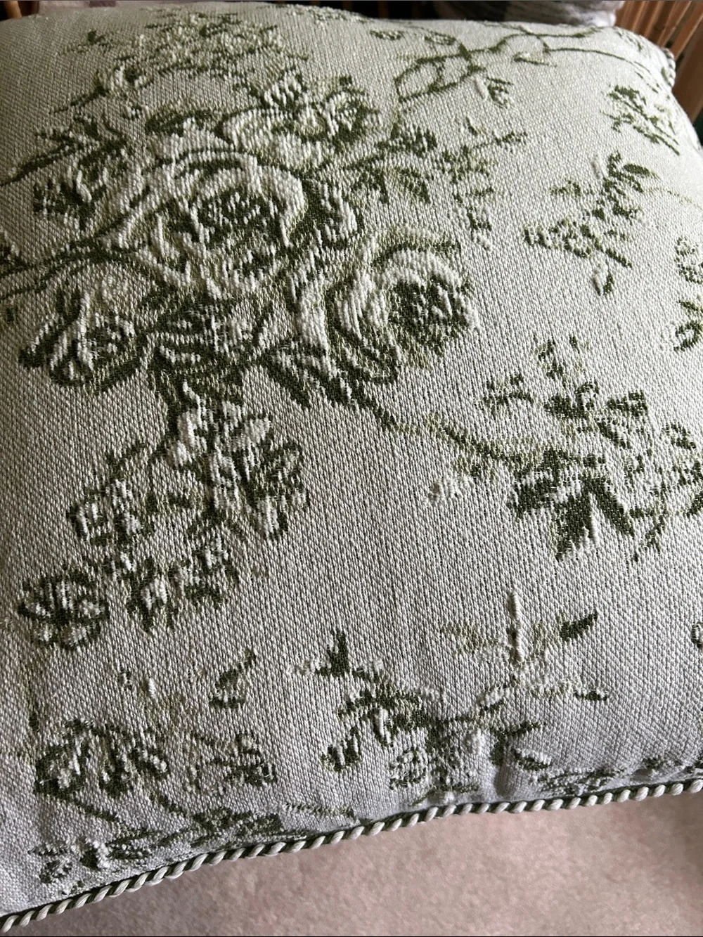 Studio McGee 24” Square Floral Jaquard Accent Pillow Green